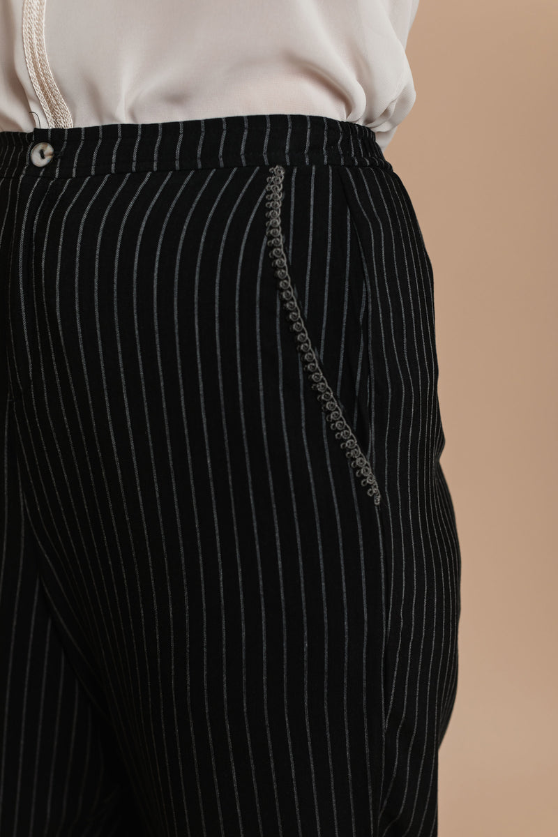 Pinstriped Pants Bynes New York embroidered details